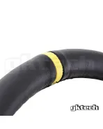 GKTech 350MM Deep Dished Leather Steering Wheel With Yellow Stripe GKTech 350MM Deep Dished Leather Steering Wheel With Yellow Stripe