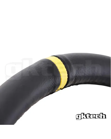 GKTech 350MM Deep Dished Leather Steering Wheel With Yellow Stripe GKTech 350MM Deep Dished Leather Steering Wheel With Yellow Stripe