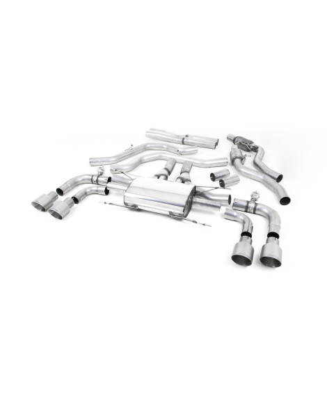 Milltek Cat-Back Exhaust System with GT-100 Titanium Trims - Valved Alfa Romeo Giulia Quadrifoglio 2.9 V6 Bi-Turbo (Non OPF/GPF) 2017-On