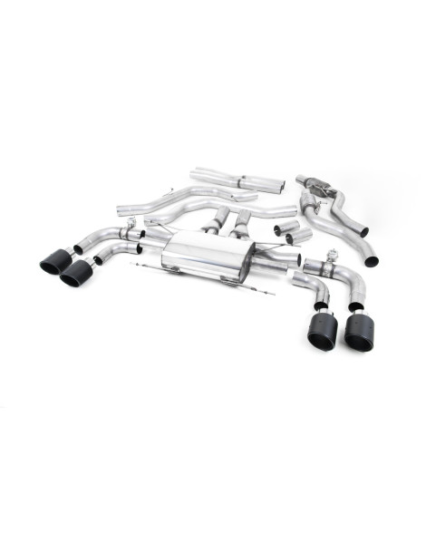 Milltek Cat-Back Exhaust System with Jet-100 Carbon Trims - Valved Alfa Romeo Giulia Quadrifoglio 2.9 V6 Bi-Turbo (Non OPF/GPF) 2017-On