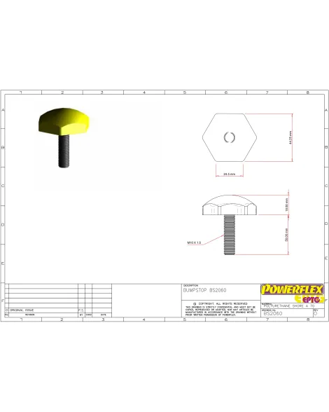 Powerflex Bump Stop With M10x50mm Fixing Stud BS2060 Powerflex Bump Stop With M10x50mm Fixing Stud BS2060