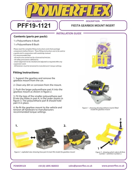 Ford Fiesta MK6 ST ST150 2002-2008 Powerflex Gearbox Mount Insert PFF19-1121