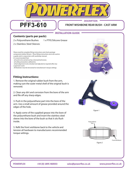Audi TT MK1 8N 1999-2006 Powerflex Front Wishbone (Cast) Rear Bushes PFF3-610 Audi TT MK1 8N 1999-2006 Powerflex Front Wishbone (Cast) Rear Bushes PFF3-610