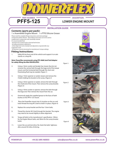 Mini R50 R52 R53 Gen 1 Cooper 00-06 Powerflex Lower Engine Mount Fast Road PFF5-125 Mini R50 R52 R53 Gen 1 Cooper 00-06 Powerflex Lower Engine Mount Fast Road PFF5-125