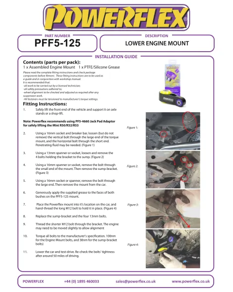 Mini R50 R52 R53 Gen 1 Cooper 00-06 Powerflex Lower Engine Mount Fast Road PFF5-125 Mini R50 R52 R53 Gen 1 Cooper 00-06 Powerflex Lower Engine Mount Fast Road PFF5-125