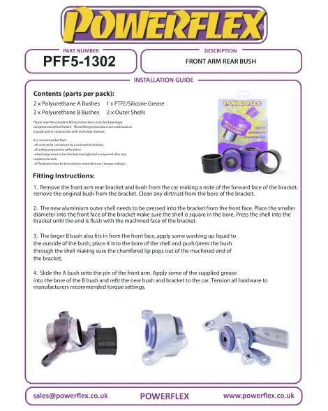 Mini F54 F55 F56 F57 F60 Cooper 2014+ Powerflex Front Arm Rear Bushes PFF5-1302 Mini F54 F55 F56 F57 F60 Cooper 2014+ Powerflex Front Arm Rear Bushes PFF5-1302