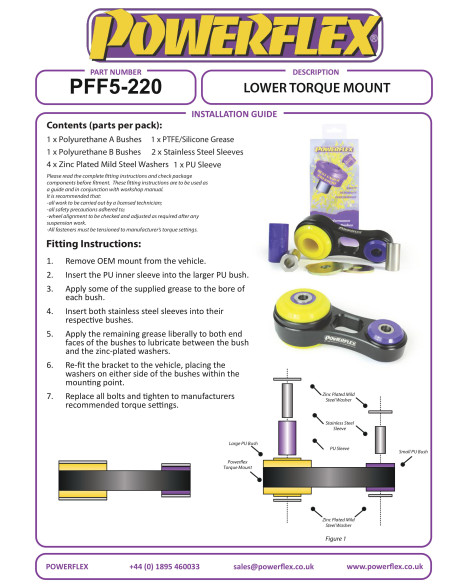 Mini Cooper S R55 R56 R57 R58 R59 Powerflex Lower Torque Mount, Fast Road PFF5-220 Mini Cooper S R55 R56 R57 R58 R59 Powerflex Lower Torque Mount, Fast Road PFF5-220