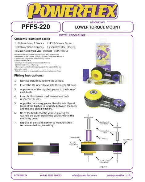 Mini Cooper S R55 R56 R57 R58 R59 Powerflex Lower Torque Mount, Fast Road/Track PFF5-220P Mini Cooper S R55 R56 R57 R58 R59 Powerflex Lower Torque Mount, Fast Road/Track PFF5-220P