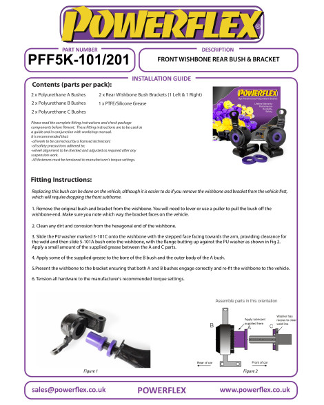 Mini Cooper S R50 R52 R53 Gen 1 2000-2006 Powerflex Front Wishbone Rear Bushes & Brackets PFF5K-101 Mini Cooper S R50 R52 R53 Gen 1 2000-2006 Powerflex Front Wishbone Rear Bushes & Brackets PFF5K-101