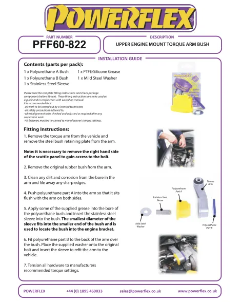 Renault Clio III Sport 197/200 2005-2012 Powerflex Upper Engine Mount Torque Arm Bush PFF60-822
