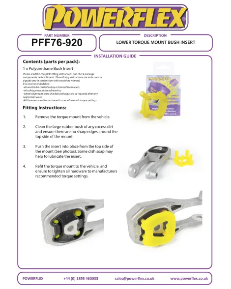 Toyota GR Yaris 2020-2024 Powerflex Lower Torque Mount Insert PFF76-920 Toyota GR Yaris 2020-2024 Powerflex Lower Torque Mount Insert PFF76-920