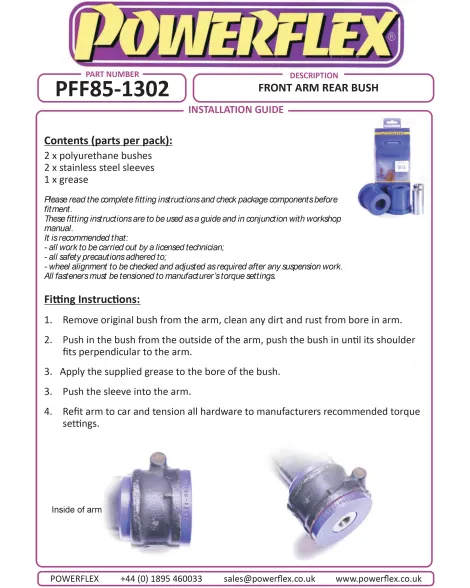 VW Transporter T5/T6 Inc 4Motion 2003+ Powerflex Front Arm Rear Bushes PFF85-1302