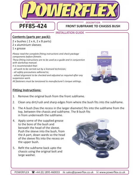 Audi TT MK1 8N 1999-2006 Powerflex Front Subframe Rear Bushes PFF85-424 Audi TT MK1 8N 1999-2006 Powerflex Front Subframe Rear Bushes PFF85-424