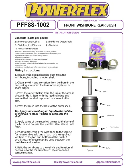 Volvo XC90 2002-2014 Powerflex Front Wishbone Arm Rear Bushes PFF88-1002 Volvo XC90 2002-2014 Powerflex Front Wishbone Arm Rear Bushes PFF88-1002