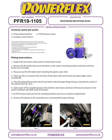 Ford Fiesta Mk6 inc ST ST150 ZETEC S 2002-2008 Powerflex Black Rear Beam Mounting Bushes PFR19-1105BLK
