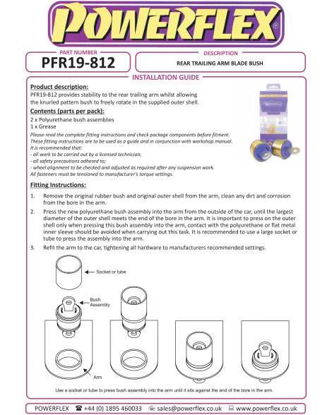 Ford Focus MK1 MK2 MK3 Inc ST & RS Powerflex Rear Trailing Arm Blade Bushes PFR19-812