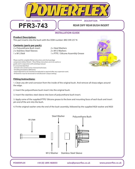 Audi A7 Quattro S7 RS7 10-17 Powerflex Rear Diff Rear Bush Inserts PFR3-743 Audi A7 Quattro S7 RS7 10-17 Powerflex Rear Diff Rear Bush Inserts PFR3-743