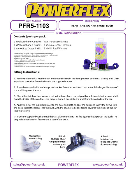 Mini Cooper S R50 R52 R53 R55 R56 R57 R58 R59 R60 R61 Powerflex Rear Trailing Arm Front Bushes 60mm PFR5-1103 Mini Cooper S R50 R52 R53 R55 R56 R57 R58 R59 R60 R61 Powerflex Rear Trailing Arm Front Bushes 60mm PFR5-1103