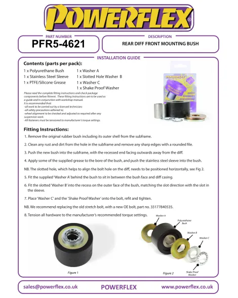 BMW E46 M3 / Z4M E85 E86 Powerflex Black Rear Diff Front Mounting Bushes PFR5-4621BLK