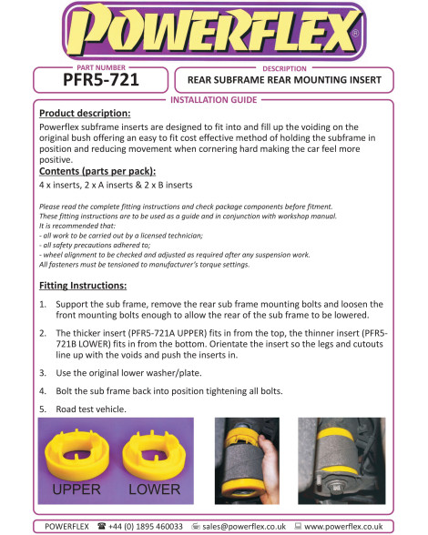 BMW E60 E61 E63 E64 Powerflex Rear Subframe Rear Mounting Inserts PFR5-721 BMW E60 E61 E63 E64 Powerflex Rear Subframe Rear Mounting Inserts PFR5-721