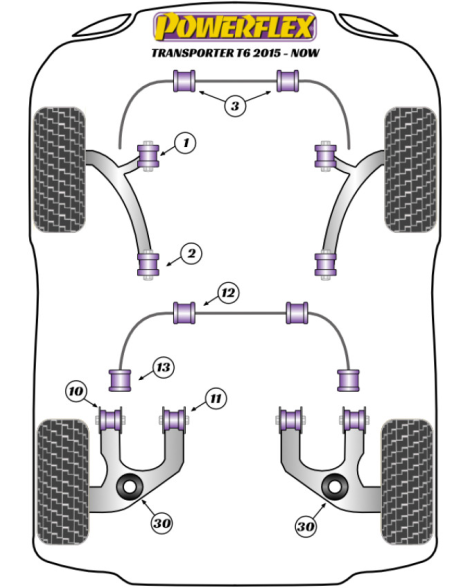 VW Transporter T5 / T6 / T6.1 2003-2024 Powerflex Rear Lower Spring Isolator Pads PFR85-1330 VW Transporter T5 / T6 / T6.1 2003-2024 Powerflex Rear Lower Spring Isolator Pads PFR85-1330