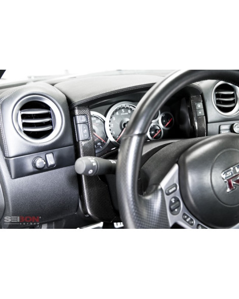 Nissan R35 GTR 2009-2014 Seibon Carbon fibre center gauge bezel set (4 pcs) Nissan R35 GTR 2009-2014 Seibon Carbon fibre center gauge bezel set (4 pcs)
