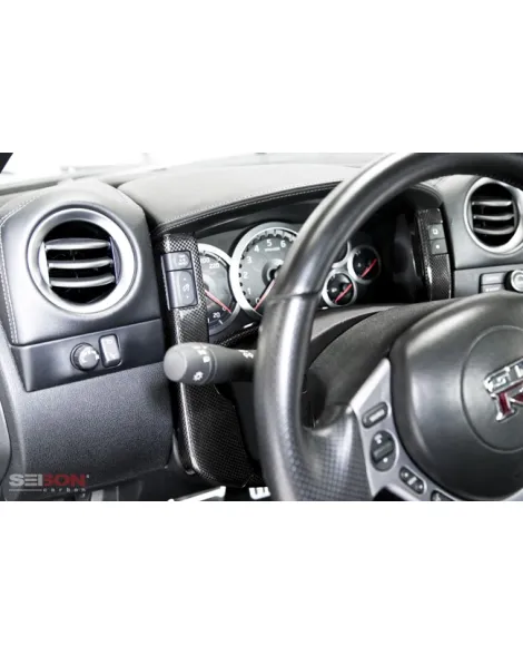 Nissan R35 GTR 2009-2014 Seibon Carbon fibre center gauge bezel set (4 pcs) Nissan R35 GTR 2009-2014 Seibon Carbon fibre center gauge bezel set (4 pcs)
