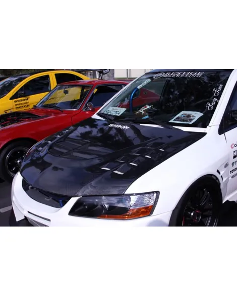 Mitsubishi Lancer EVO VIII / IX (CT9A) 2003-2007 Seibon Carbon CWII-style carbon fibre bonnet Mitsubishi Lancer EVO VIII / IX (CT9A) 2003-2007 Seibon Carbon CWII-style carbon fibre bonnet