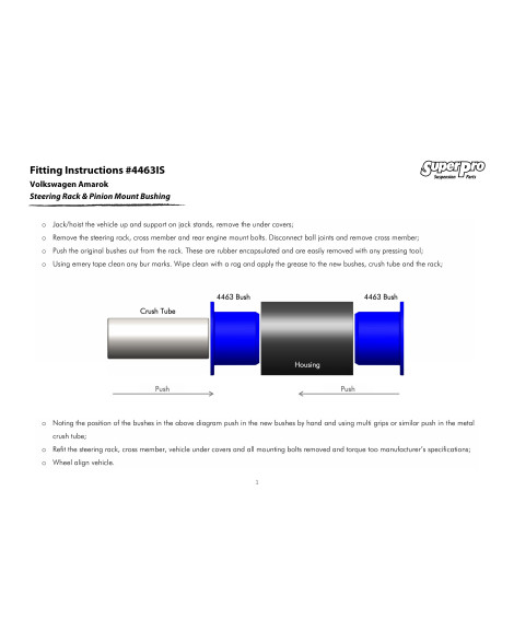 Audi Q7 / VW Amarok / Touareg / Porsche Cayenne SuperPro Steering Rack & Pinion Mount Bush Kit SPF4463K