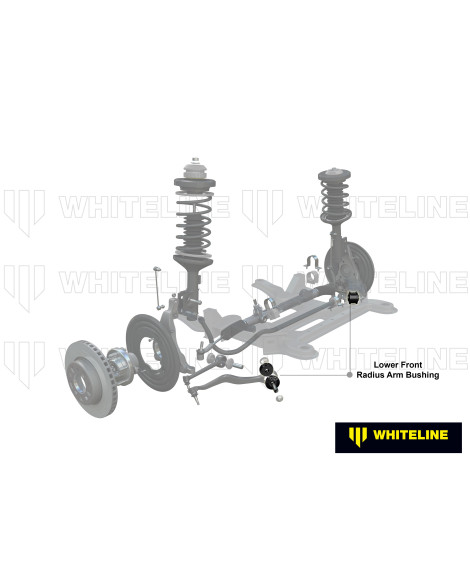 BMW E81 E82 E87 E88 E84 X1 & E89 Z4 Whiteline Front Radius Arm Lower Bushing Kit Double Offset BMW E81 E82 E87 E88 E84 X1 & E89 Z4 Whiteline Front Radius Arm Lower Bushing Kit Double Offset