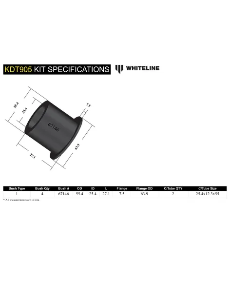 Subaru WRX/STI 2008-2021 Whiteline Rear Diff Positive Power Front Kit Subaru WRX/STI 2008-2021 Whiteline Rear Diff Positive Power Front Kit