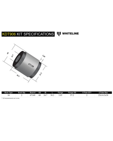 Subaru WRX/STI 07-21 / Forester SH/SJ 08-18 Whiteline Rear Diff Positive Power Kit Bushings Subaru WRX/STI 07-21 / Forester SH/SJ 08-18 Whiteline Rear Diff Positive Power Kit Bushings