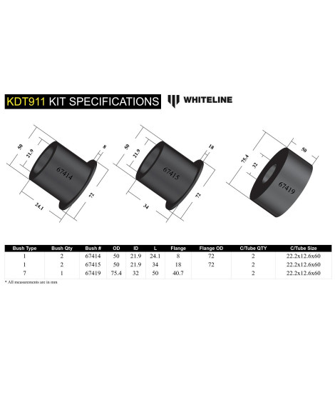 Nissan 350Z Z33 / 370Z Z34 Whiteline Rear Differential Mount Bushing Kit Nissan 350Z Z33 / 370Z Z34 Whiteline Rear Differential Mount Bushing Kit