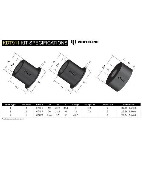 Nissan 350Z Z33 / 370Z Z34 Whiteline Rear Differential Mount Bushing Kit Nissan 350Z Z33 / 370Z Z34 Whiteline Rear Differential Mount Bushing Kit