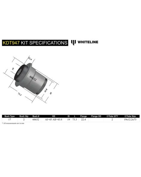 Renault Clio MK2 98-05 / Twingo MK2 07-14 Whiteline Rear Beam Axle Bushes Renault Clio MK2 98-05 / Twingo MK2 07-14 Whiteline Rear Beam Axle Bushes