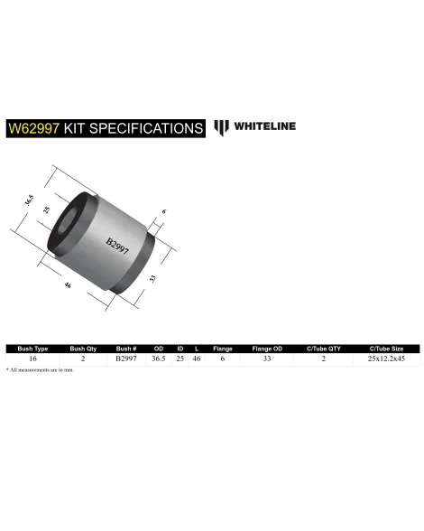 Nissan 350Z Z33 / Stagea M35 01-07 Whiteline Rear Control Arm Lower Front Inner Bushing Kit Nissan 350Z Z33 / Stagea M35 01-07 Whiteline Rear Control Arm Lower Front Inner Bushing Kit