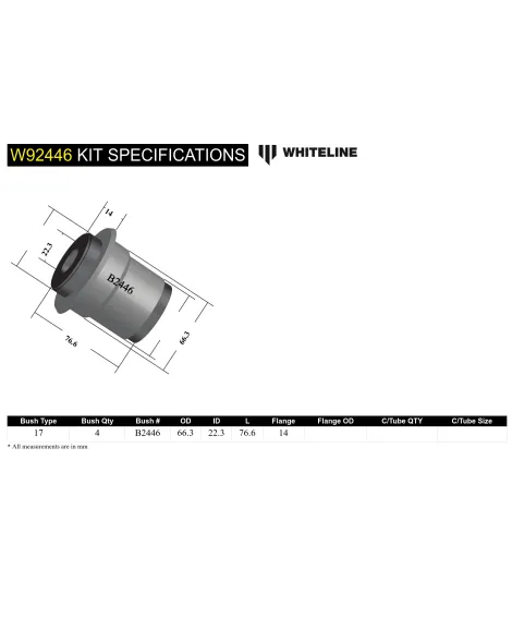 Nissan S13/S14/S15 180SX/200SX / R32/R33/R34 Skyline Whiteline Rear Subframe Bushes Nissan S13/S14/S15 180SX/200SX / R32/R33/R34 Skyline Whiteline Rear Subframe Bushes