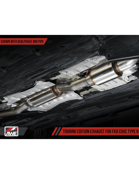 Honda Civic Type R FK8 17- AWE Touring Edition Exhaust Triple Diamond Black Tips w/DualPhase Mid Pipe Honda Civic Type R FK8 17- AWE Touring Edition Exhaust Triple Diamond Black Tips w/DualPhase Mid Pipe