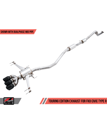 Honda Civic Type R FK8 17- AWE Touring Edition Exhaust Triple Diamond Black Tips