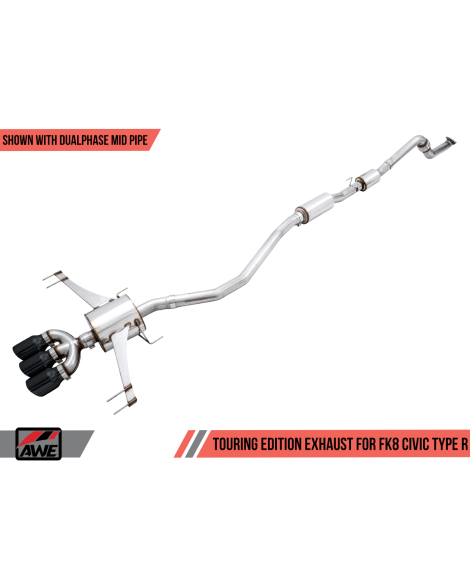 Honda Civic Type R FK8 17- AWE Touring Edition Exhaust Triple Diamond Black Tips Honda Civic Type R FK8 17- AWE Touring Edition Exhaust Triple Diamond Black Tips