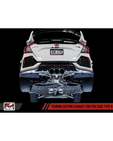 Honda Civic Type R FK8 17- AWE Touring Edition Exhaust Triple Diamond Black Tips Honda Civic Type R FK8 17- AWE Touring Edition Exhaust Triple Diamond Black Tips