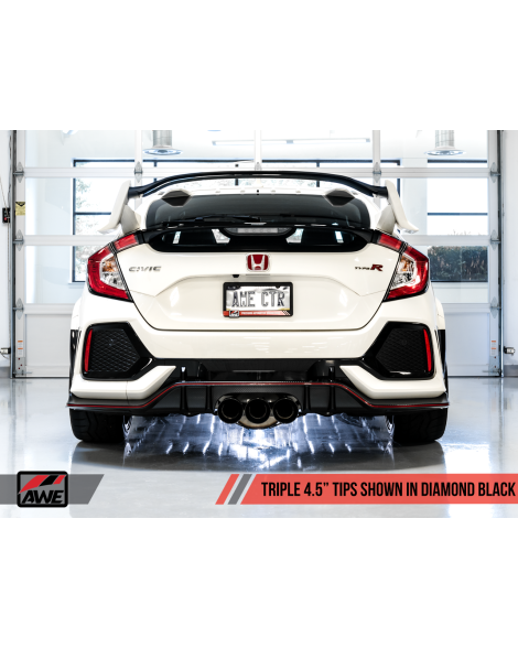 Honda Civic Type R FK8 17- AWE Touring Edition Exhaust Triple Diamond Black Tips Honda Civic Type R FK8 17- AWE Touring Edition Exhaust Triple Diamond Black Tips
