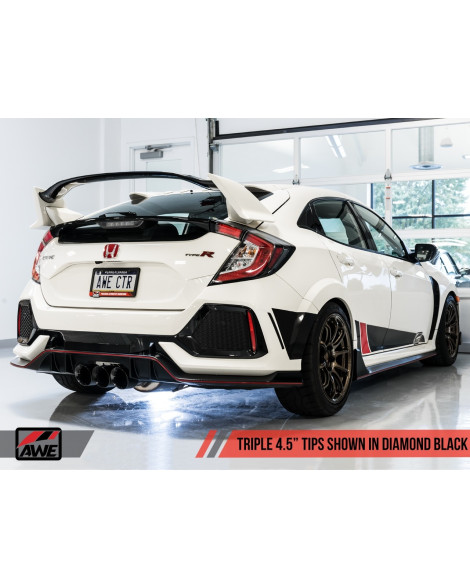 Honda Civic Type R FK8 17- AWE Touring Edition Exhaust Triple Diamond Black Tips Honda Civic Type R FK8 17- AWE Touring Edition Exhaust Triple Diamond Black Tips