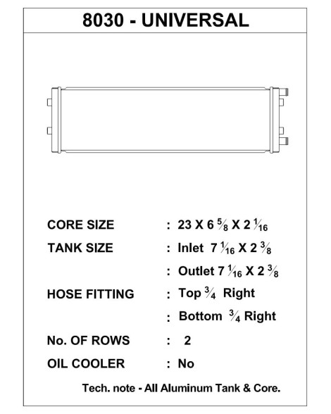 CSF Radiators Dual-pass universal heat exchanger (cross-flow)