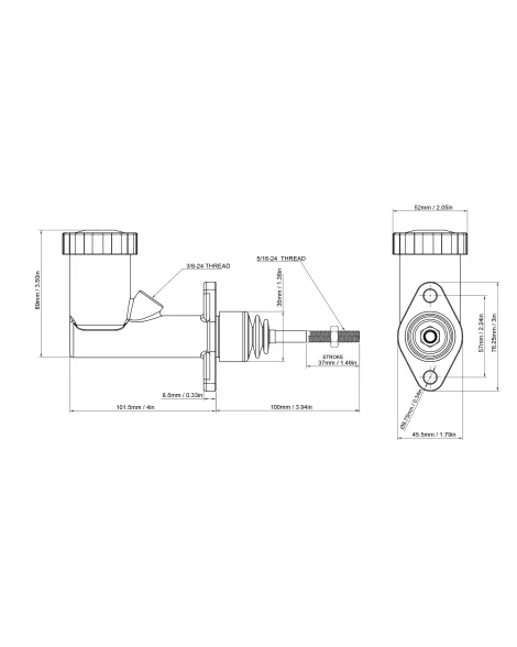 GKTech Flux Stand-Alone 3/4" Internal Reservoir Master Cylinder GKTech Flux Stand-Alone 3/4" Internal Reservoir Master Cylinder