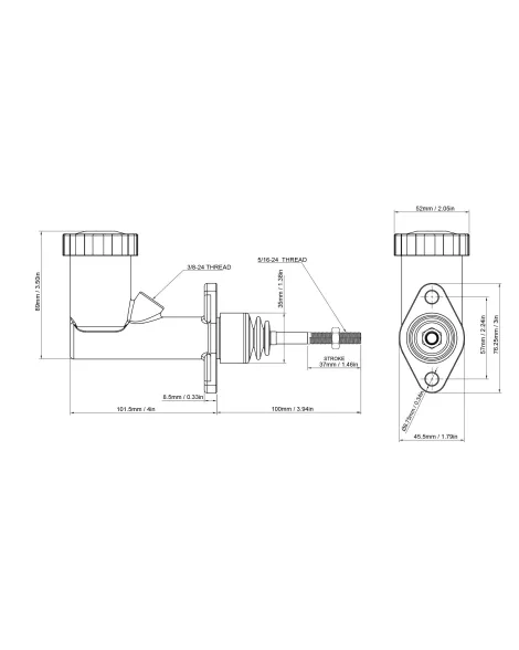 GKTech Flux Stand-Alone 7/8" Internal Reservoir Master Cylinder GKTech Flux Stand-Alone 7/8" Internal Reservoir Master Cylinder