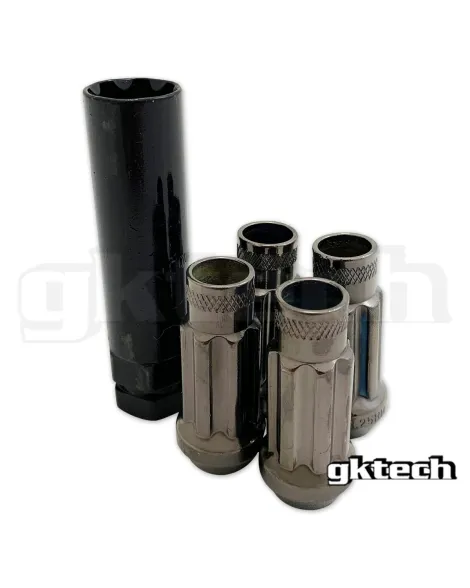 GKTech Open Ended Lock Nuts M12x1.25 (Pack of 4 + Socket)