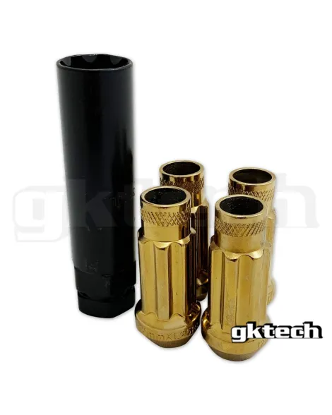GKTech Open Ended Lock Nuts M12x1.25 (Pack of 4 + Socket)