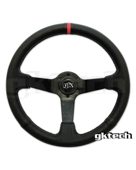 GKTech 350MM Deep Dished Perforated Leather Steering Wheel (RED STRIPE) GKTech 350MM Deep Dished Perforated Leather Steering Wheel (RED STRIPE)