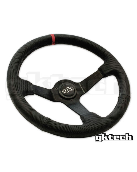 GKTech 350MM Deep Dished Perforated Leather Steering Wheel (RED STRIPE) GKTech 350MM Deep Dished Perforated Leather Steering Wheel (RED STRIPE)